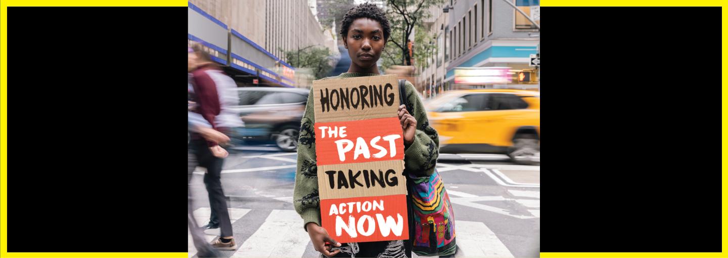 HIV/AIDS: Honoring the Past, Taking Action Now Image - woman holding sign