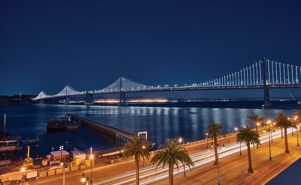 Evening view of the Bay Bridge