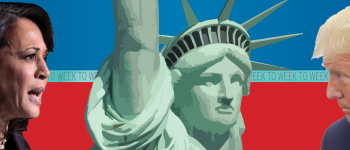 Image - Statue of Liberty and Kamala Harris and Donald Trump