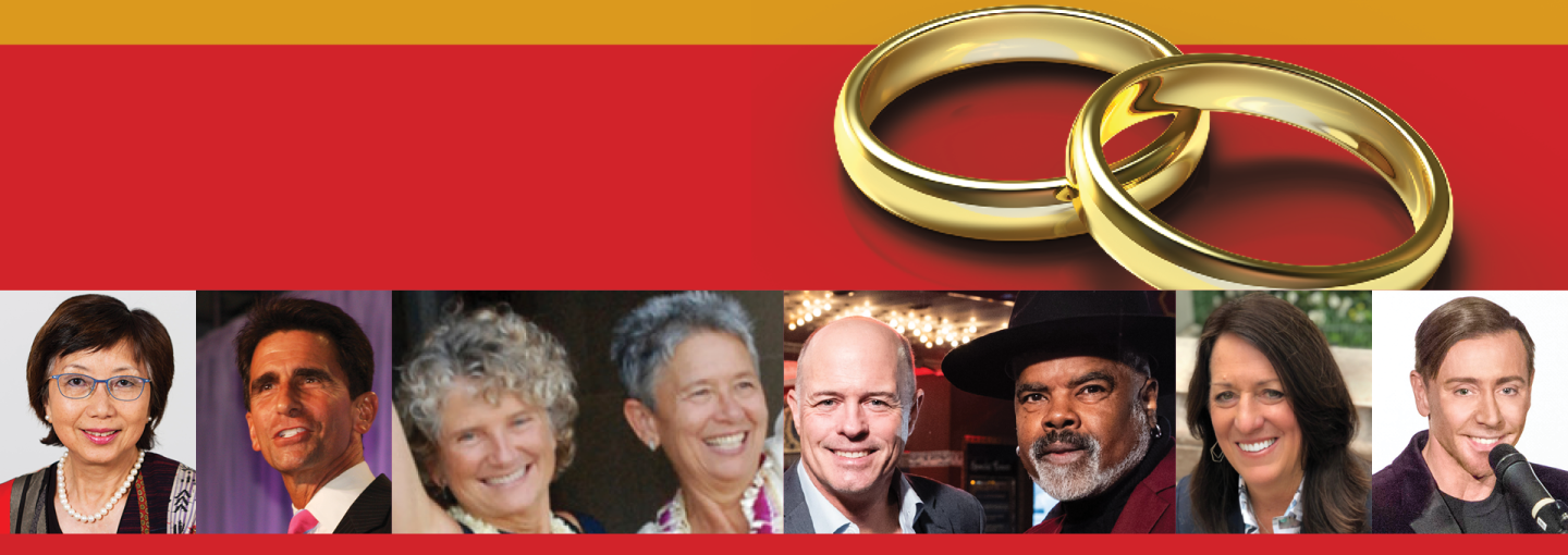 The 21st Anniversary of Marriage Equality: Now What Comes Next? Image - the speakers and 2 wedding rings