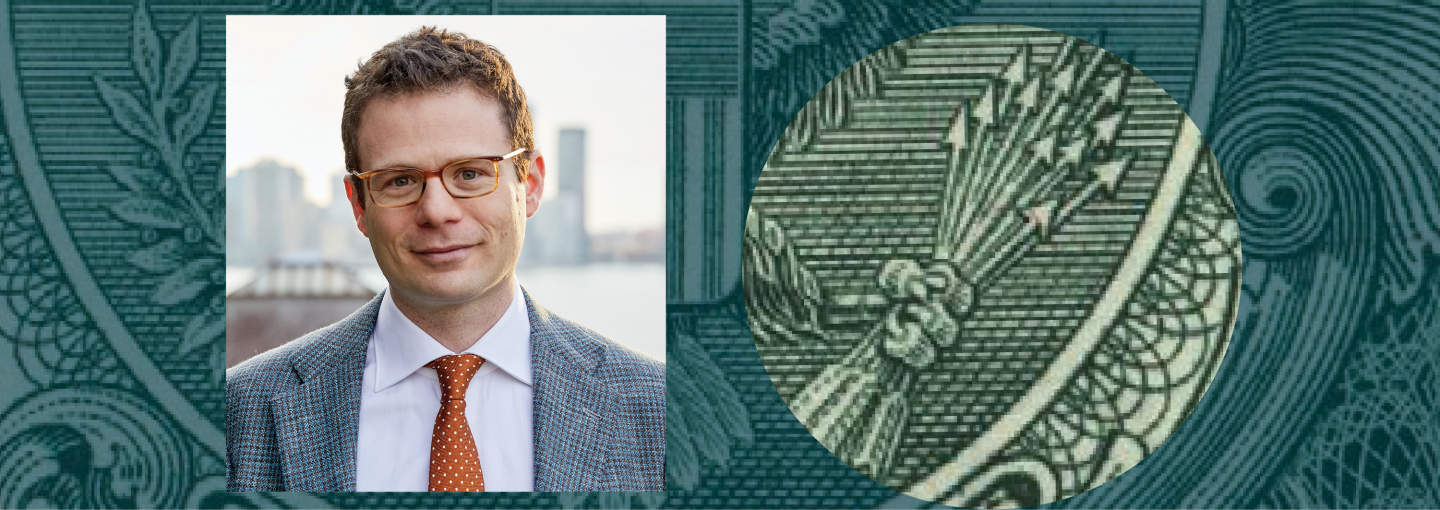 Image - the speaker and closeup of a U.S. dollar bill