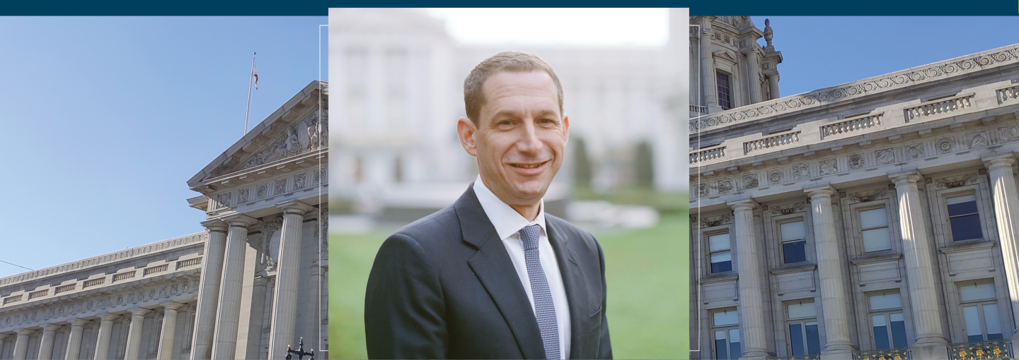 Mayor Daniel Lurie: “People Are Betting on San Francisco Again” Image - Daniel Lurie and San Francisco City Hall