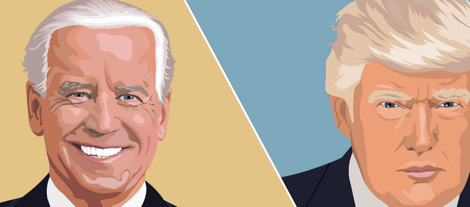 Image - illustrations of Joe Biden and Donald Trump