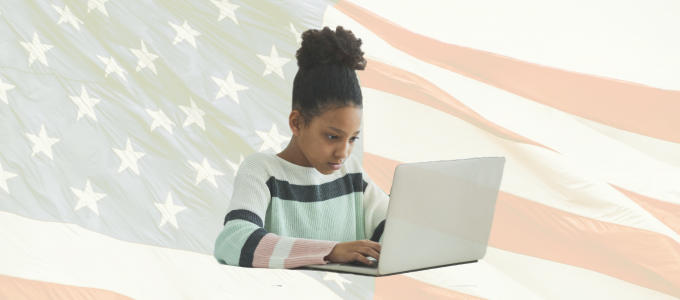 Image - student with American flag in background