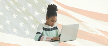 Image - student with American flag in background